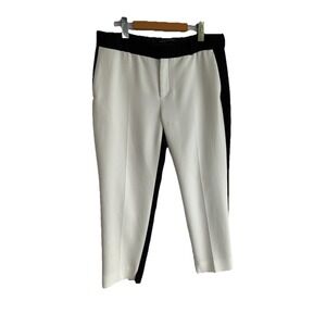 Women's Zara Dress Pants Sz Lg Capri  Creamy White With Black Stripe Dress Pants